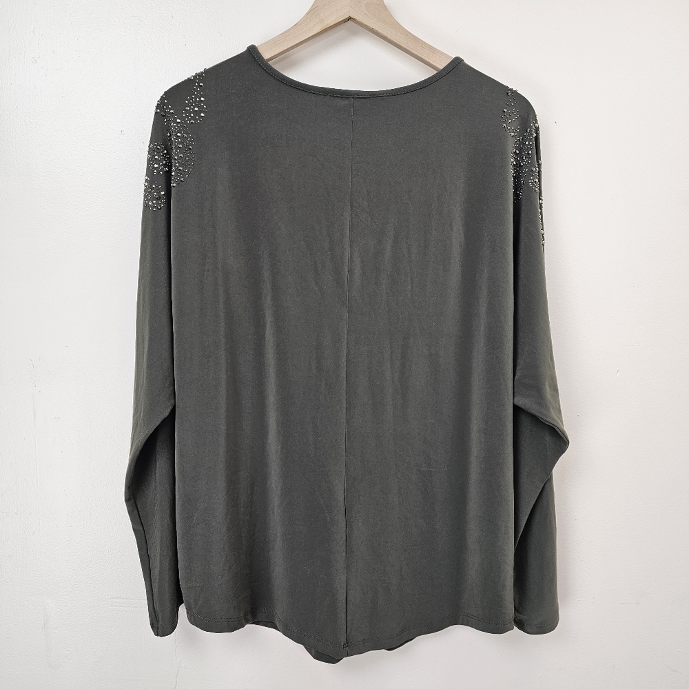 Joseph Ribkoff Women's Avocado Rhinestone Top Size 14 - Picture 3 of 7